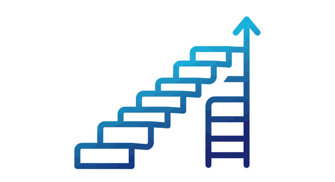 Career ladder, growth stairs, upward progress, success concept, blue gradient icon