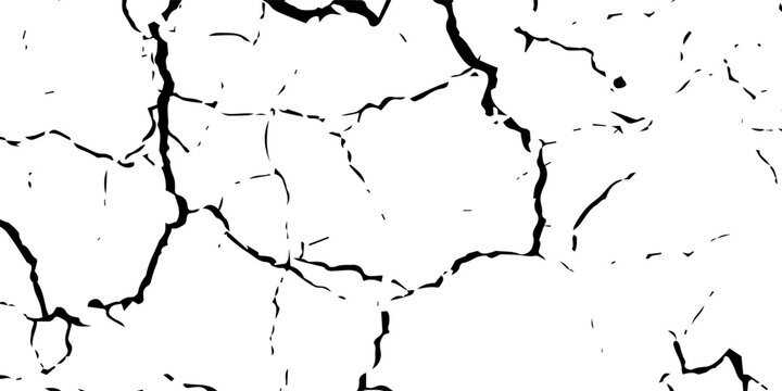 Crack seamless pattern. Repeating crackle texture. Black stone effect on white background.