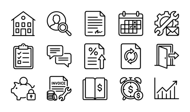 Business Icons Set: Finance, Management, HR, Calendar, Workflow, Security, Analytics