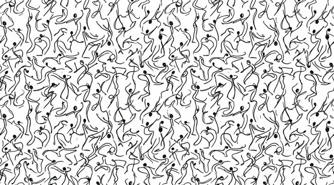 Seamless pattern of abstract dancing figures