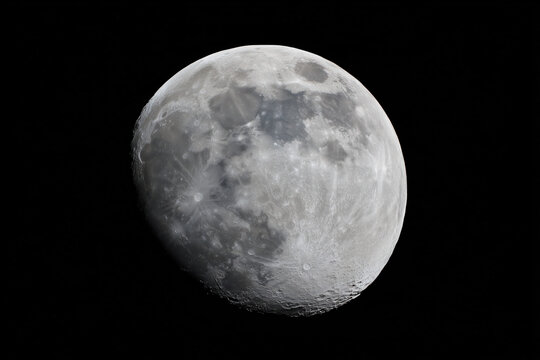 Full moon close-up on black background.