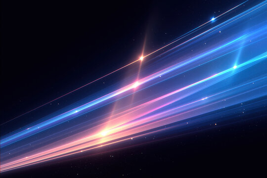 Glowing diagonal lines run across a black abstract background