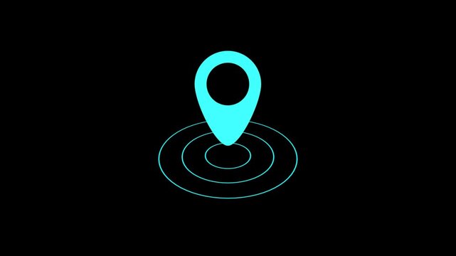 Cyan blue color location animation. GPS icon vector logo design. Map pointer icon