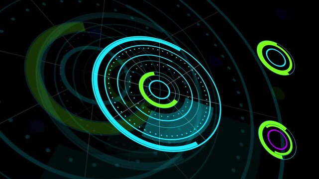 Digital 3D view Animation of Circle HUD animation. Futuristic user interface. Virtual data rounded graph concept