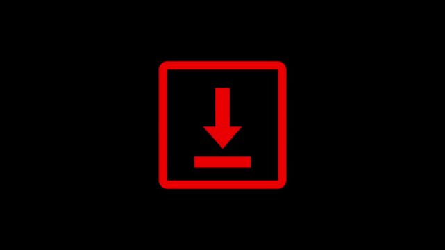 Download line icon isolated. downloading icon animation on black background