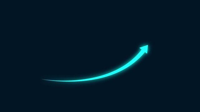 glowing business arrow icon animation. Abstract arrow business graph icon animation background