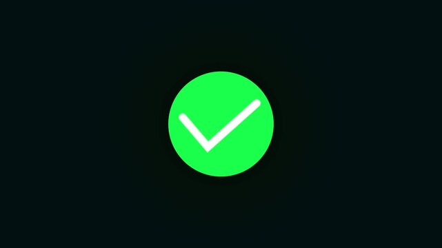 glowing check mark icon animation on radient color background, verification check mark icon