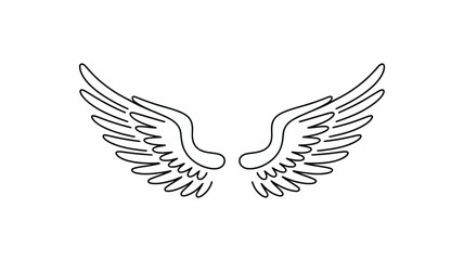 Fototapeta premium Clean outline drawing of angel wings with suitable for graphic design