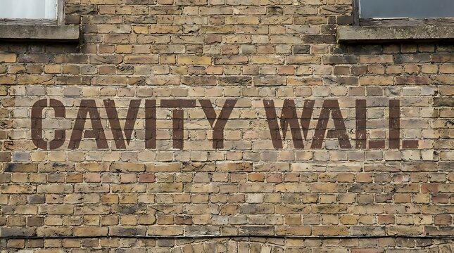 Old brick wall with painted cavity wall sign.