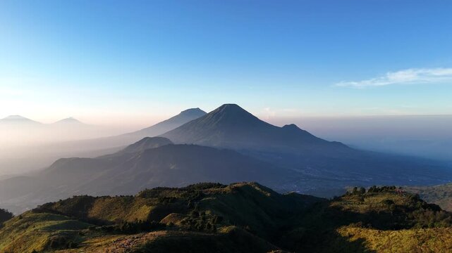 Aerial view of Mount Sumbing and Sindoro.