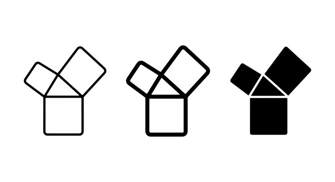 Pythagorean Theorem Visualizations, Geometric Proof Icons, Square and Triangle Math Diagrams, Educational Geometry Concepts