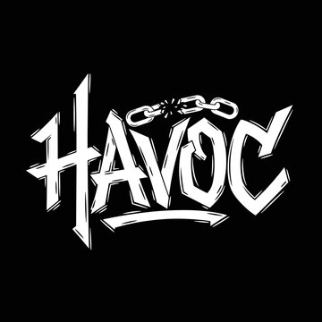 Havoc word graffiti with broken chain.