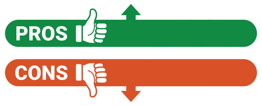 Pros and Cons Comparison Infographic with Thumbs Up and Down Icons