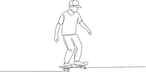 Man skateboarding on a skateboard in a single line drawing style © Sabrina