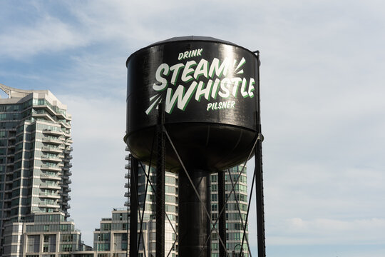 Toronto Canada - May 26 2026 - Steam Whistle Pilsner Water Tower Landmark with Modern Condos