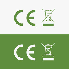 Obraz premium CE marking and WEEE waste electrical equipment disposal symbol for European compliance labeling and environmental recycling regulation