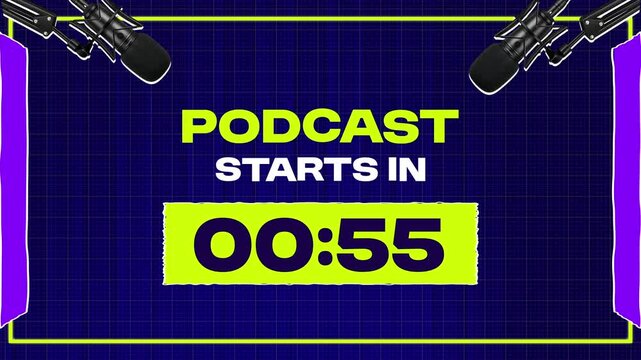 Animated Podcast Countdown Timer with Microphones