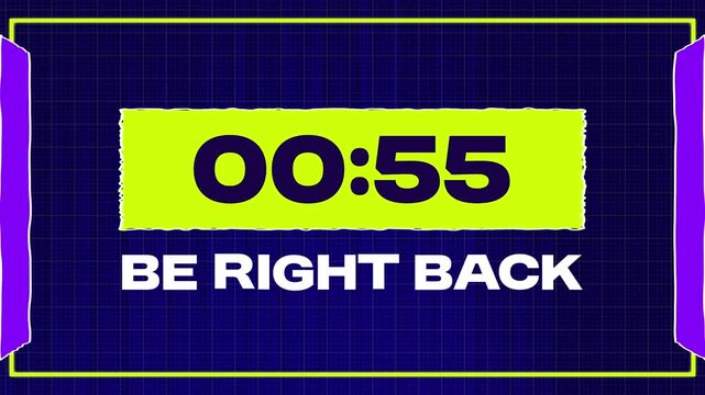 One Minute Countdown Timer with Be Right Back Message