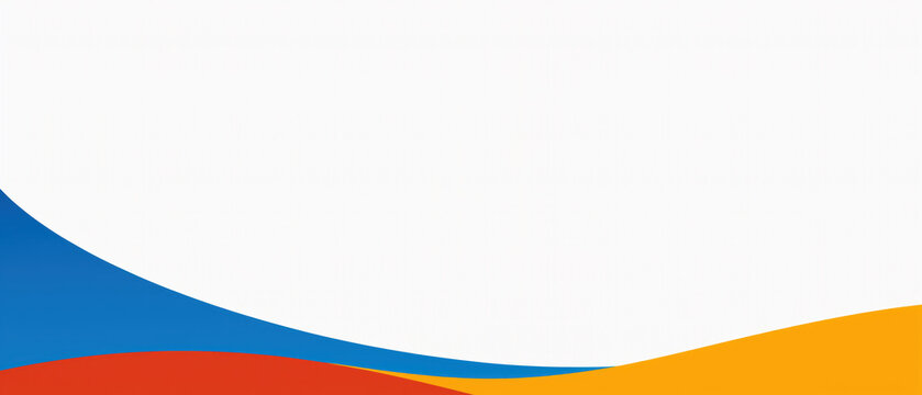 Minimal white abstract background with smooth colorful waves along the bottom and large copy space is suitable for banners, presentations and graphic design