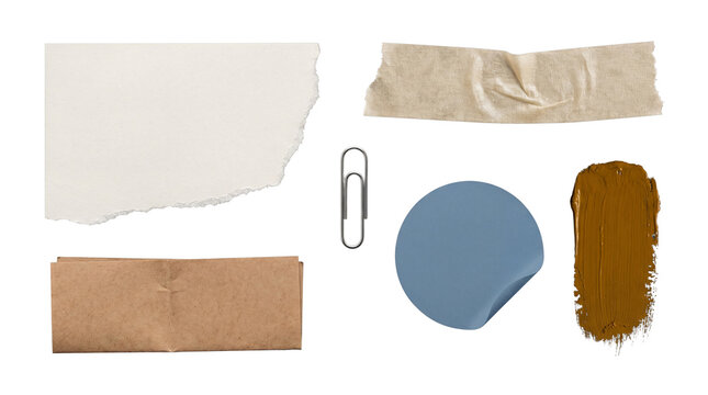 Minimalist torn paper and tape scrapbook design elements