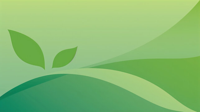 Ecological abstract background with leaves and waves, copy space