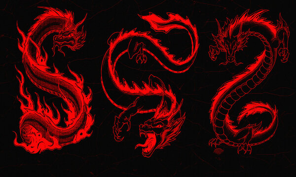 traditional red chinese dragon for chinese new year 2026 and 2027, chinese lucky dragon symbol, L&ugrave;hng, ryū, 龍/竜, yong, 용, mungkorn, มังกรจีน, rồng, chinese new year dragon