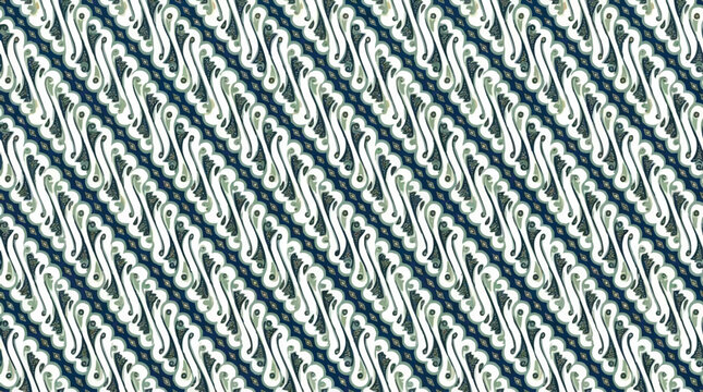 Traditional parang batik pattern with navy and green accents