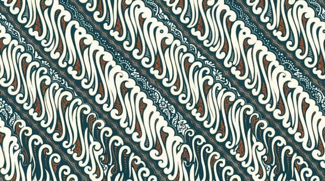 Seamless parang batik pattern with traditional indonesian motifs