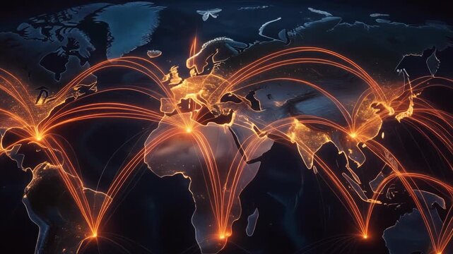 Global connections and travel routes.