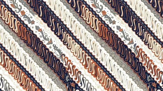 Traditional batik parang pattern with diagonal repeating ornaments