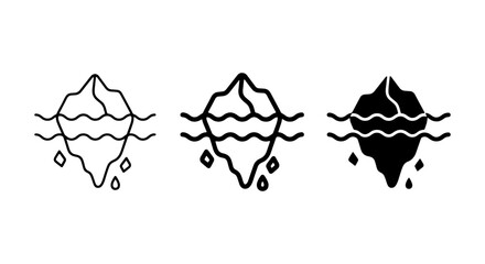 Iceberg Icons Set, Arctic Symbol Collection, Cold Climate Vector Graphics, Frozen Water Shapes, Global Warming Concept © Abdur