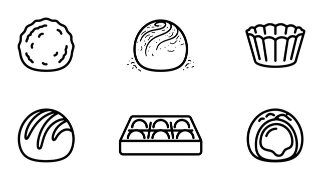 Chocolates Icons Set, Sweet Confectionery Vector Graphics, Delicious Dessert Treats Collection