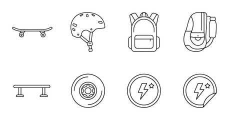 Skateboarding Icons Set, Vector Graphics for Extreme Sports and Urban Lifestyle © Sanim