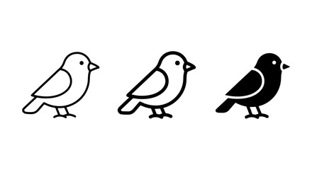 Minimalist Bird Icons Set, Simple Outline & Silhouette Vector Graphics, Nature Wildlife Symbol Collection © Jannatul