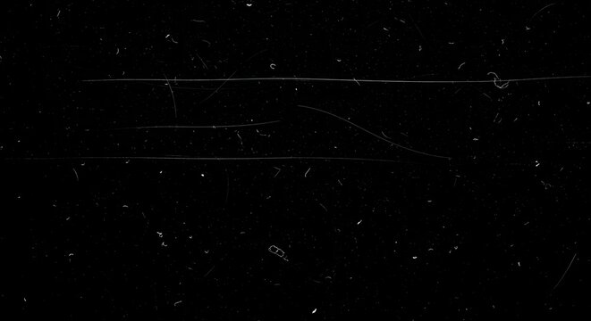 Abstract Black Background with White Dust and Scratches Overlay.