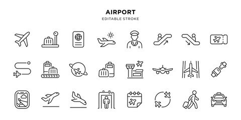 Minimal airport outline icon set with editable stroke © hafid