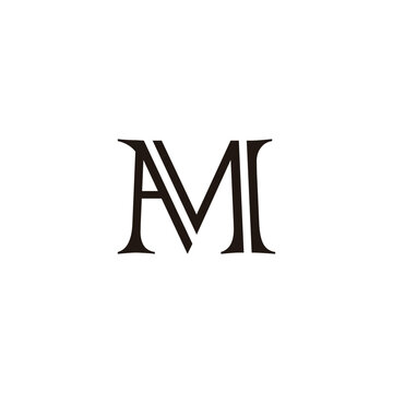 Letter AM double, lines geometric symbol simple logo vector