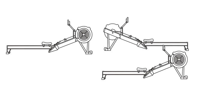Rowing machine line art illustration