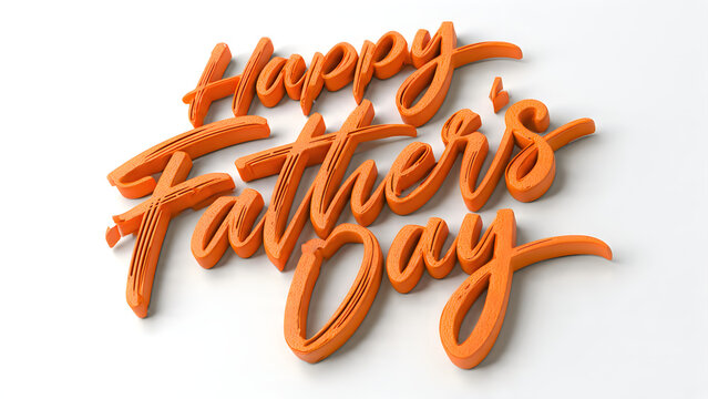Happy Father's Day Happy Father's Day, 3D orange text, greeting message, festive phrase VECTOR