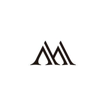 Letter hM Mh h M lines geometric symbol simple logo vector