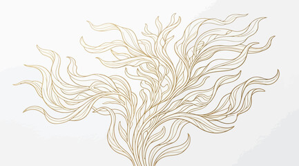 Abstract golden flowing seaweed or coral line art © S.Siam