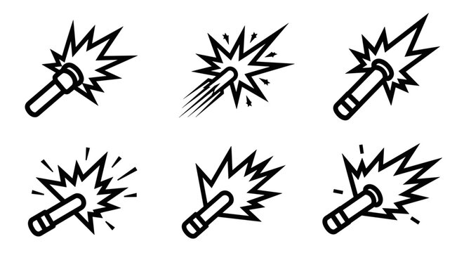 Black and white dynamite stick icons.