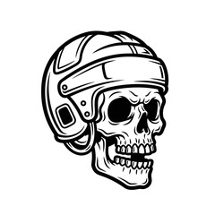 Obraz premium Skull wearing a hockey helmet illustration.