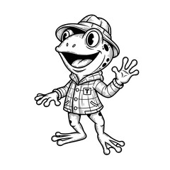 Obraz premium Smiling Frog Wearing a Hat Outdoors.