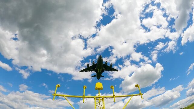 C-17 Globemaster aircraft performs strategic airlift operations in clear skies