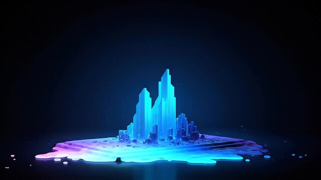 Seamless loop data peak formation animation, analytical volume clustering background.