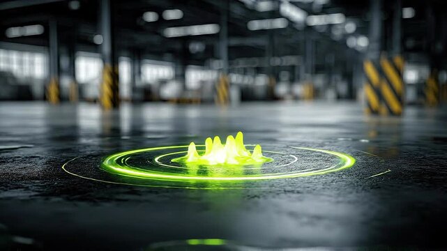 Seamless loop industrial scanning rings animation, asset detection and monitoring system.