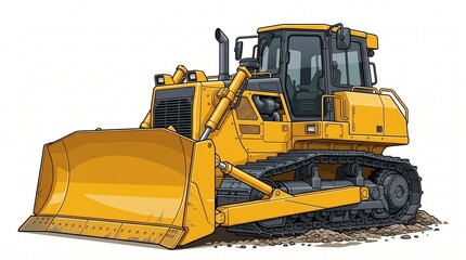 Fototapeta premium Powerful yellow heavy machinery for construction and earthmoving tasks, a robust industrial vehicle designed for ground work and site preparation