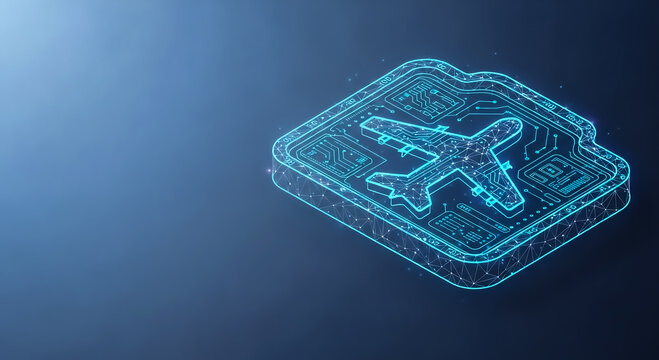 A glowing 3D rendering of an advanced drone integrated with a circuit board, symbolizing modern technology.