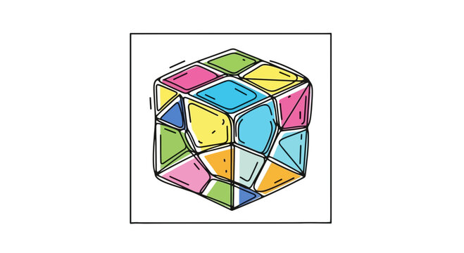 Colorful Rubik's Cube Puzzle Toy, Abstract Geometric Shapes, Brain Teaser Game